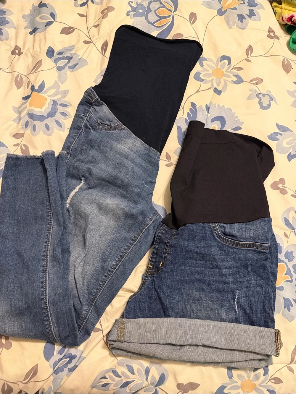 Maternity Stretch Panel Blue Denim Jeans - Comfort Fit